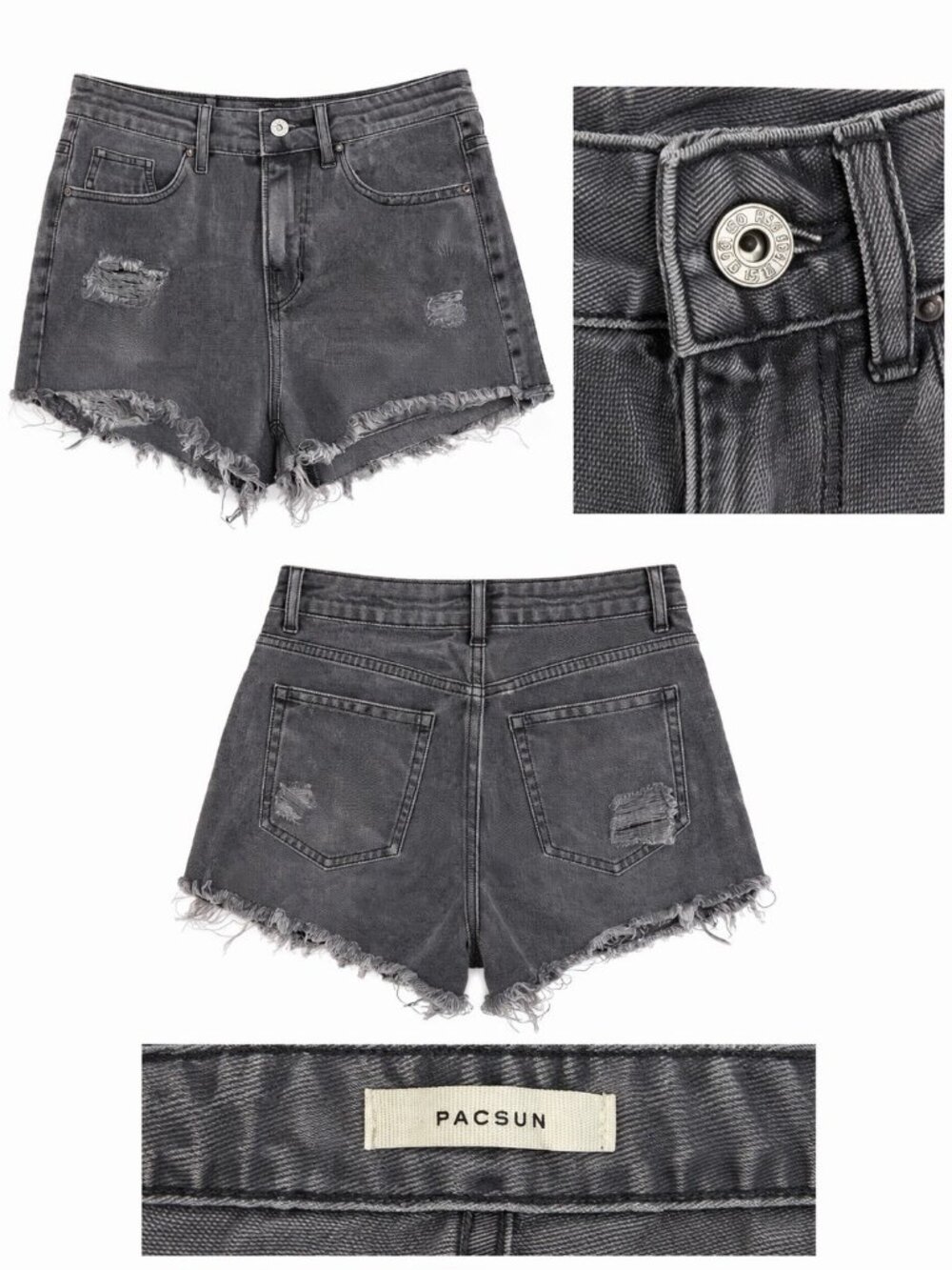 Pacsun Denim Shorts Women Distressed High Rise Mom Ripped Raw Hem Black Size 26